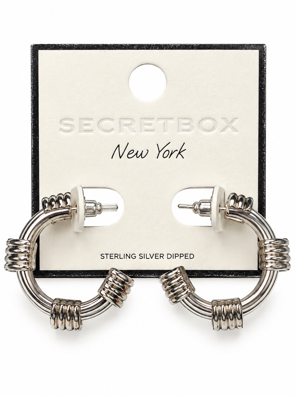 NWT Secret Box New York 1” Sterling Silver Dipped Chunky Hoop Earrings